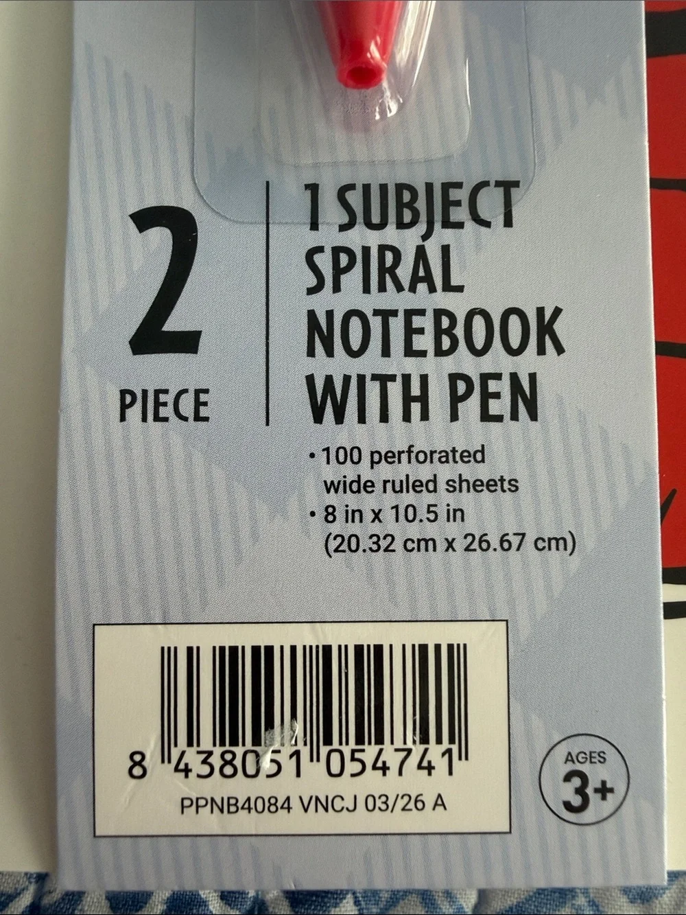 Yoobi Peanuts Snoopy Spiral Notebook with Red Pen NWT